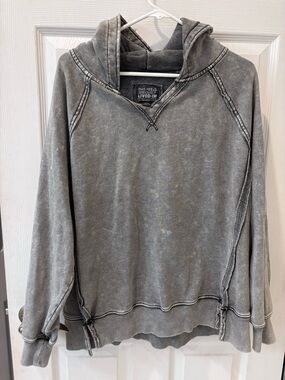 American Eagle Outfitters Gray Washed Oversized Lived-In  Hoodie